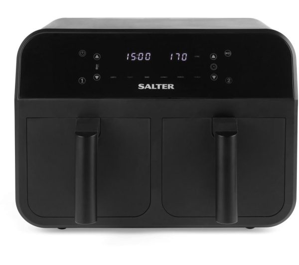 SALTER EK4750 7.4L Dual Air Fryer Pro Black, Black,Silver/Grey Air
