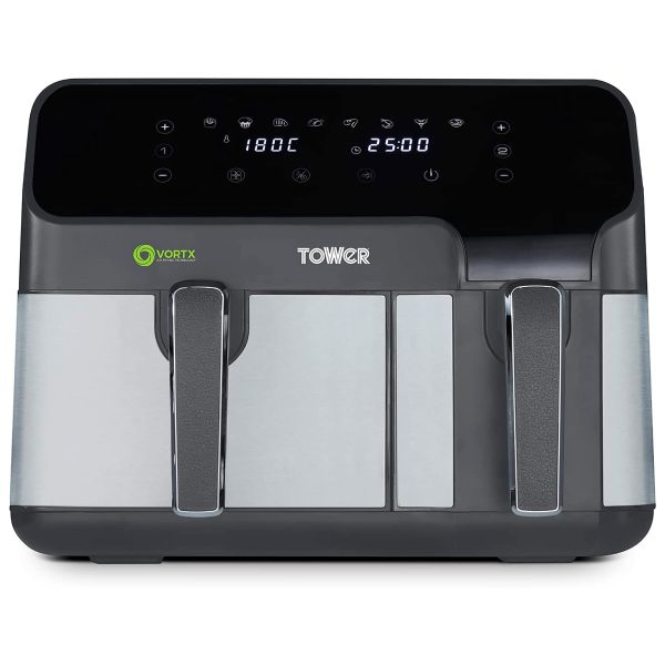 Tower T17099 8 5L VORTX Dual Zone Air Fryer with Smart Finish Air