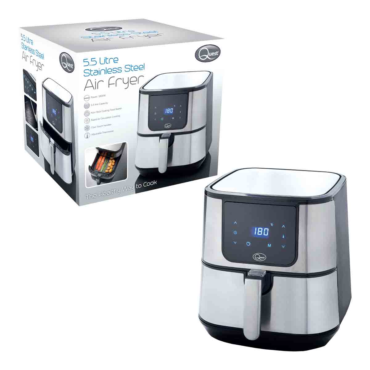 Quest 5.5L Stainless Steel Air Fryer Air Fryers on Sale