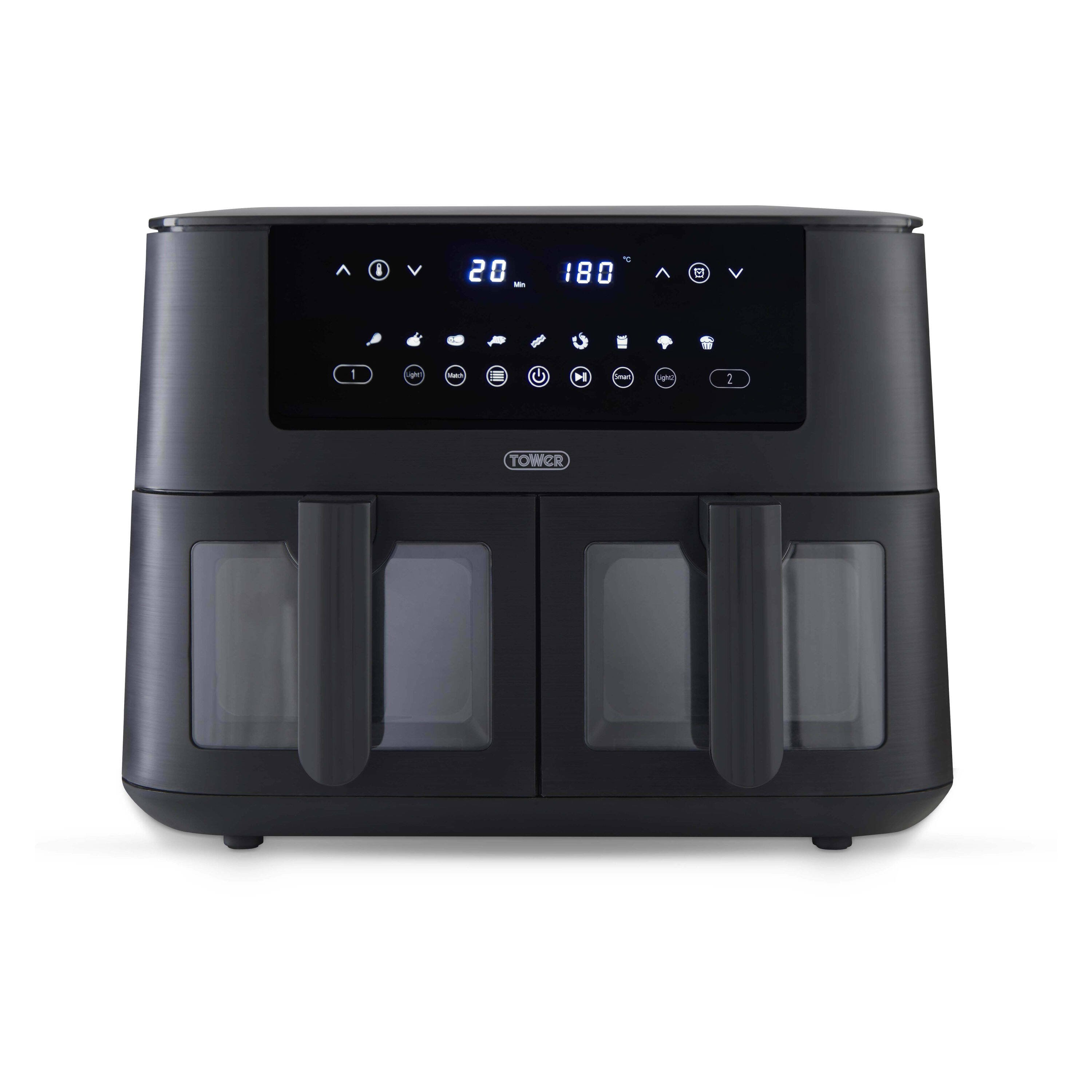 8 Litre Digital Dual Basket Air Fryer Black Air Fryers On Sale 8 Litre Digital Dual Basket Air Fryer Black Air Fryers On Sale